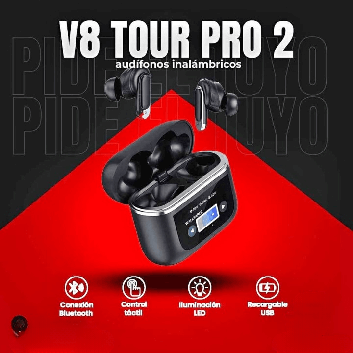 Audiófonos V8 Tour Pro 2 Inalámbricos Touch One