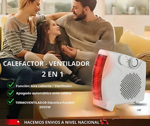 CALEFACTOR 2000W TÉRMOVENTILADOR TÉRMICO CON TERMOSTATO REGULABLE