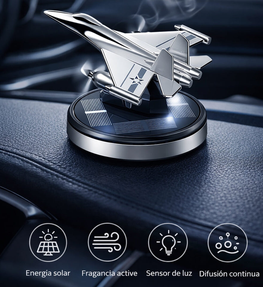 Ambientador Avión Aromaterapia para automóvil con Panel SOLAR +1 Esencia Gratis