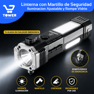 Linterna con Martillo de Seguridad - Recargable