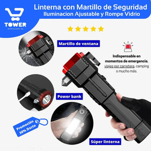 Linterna con Martillo de Seguridad - Recargable