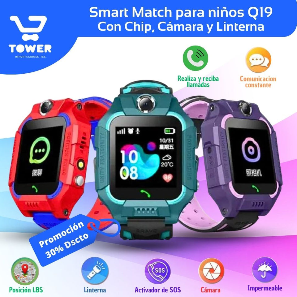Smart Watch Kids Q19 con Chip, Ubicación LBS y Cámara