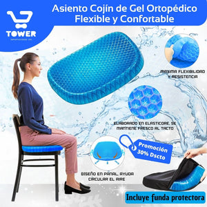 Asiento Cojín de gel Ortopédico Flexible y Confortable