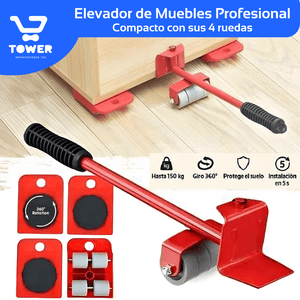 Deslizador de Muebles | 4 Bases con Ruedas + Levantador