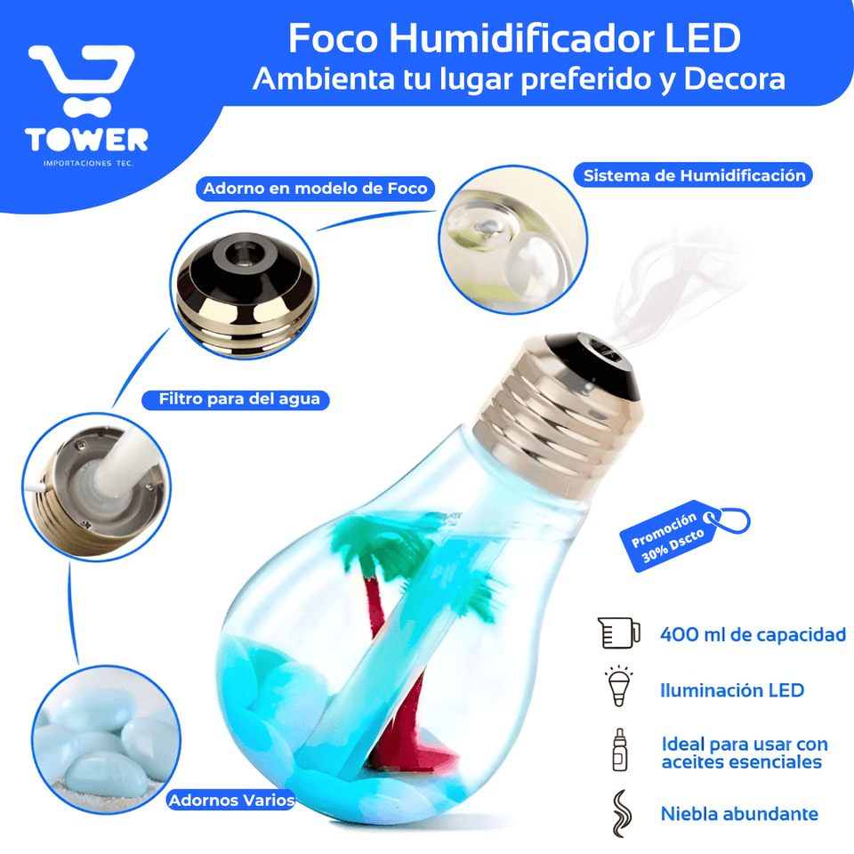 Foco Humidificador Aromatizante