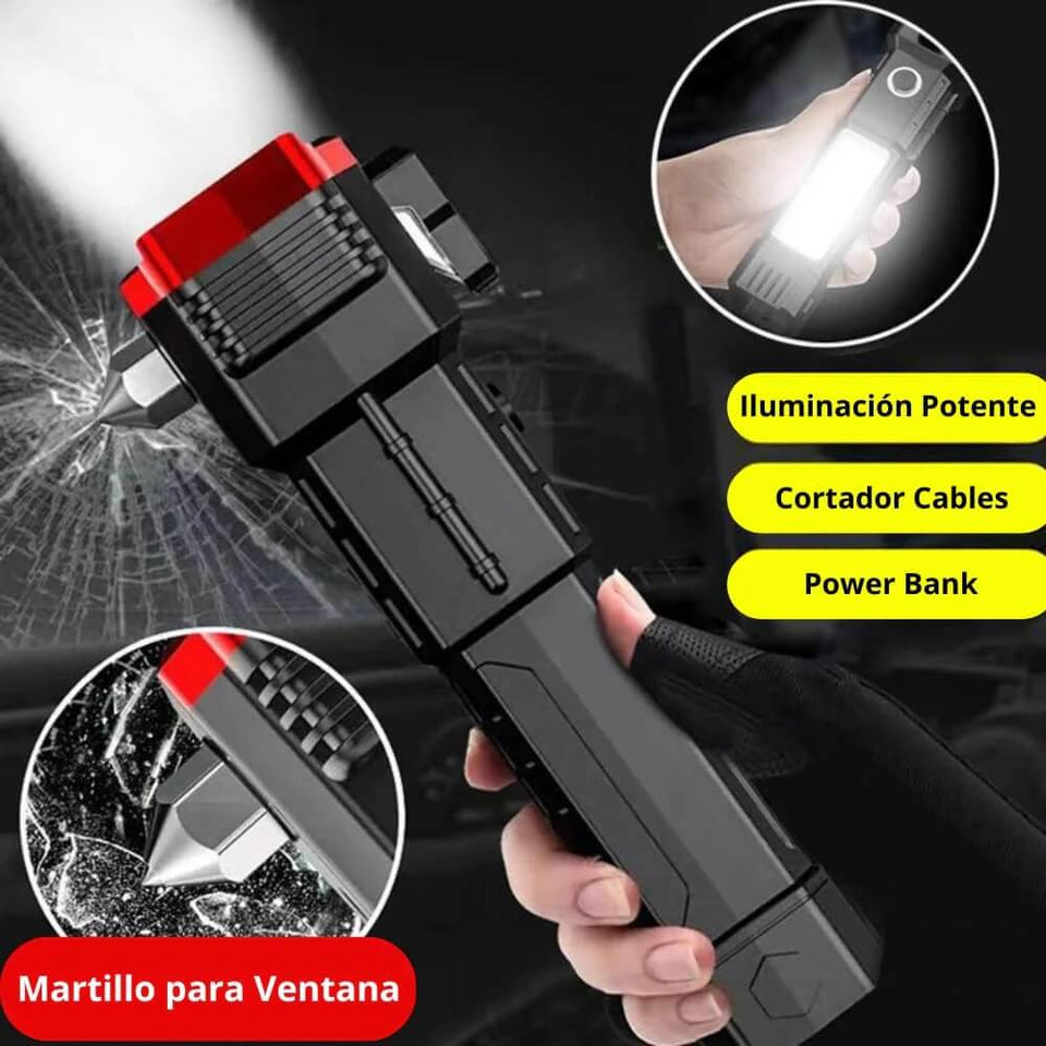 Linterna con Martillo de Seguridad - Recargable