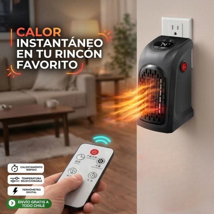 Mini Calefactor Eléctrico Portátil de 800W  Con control