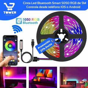Cinta Led RGB Bluetooth Smart 5050 de 5M